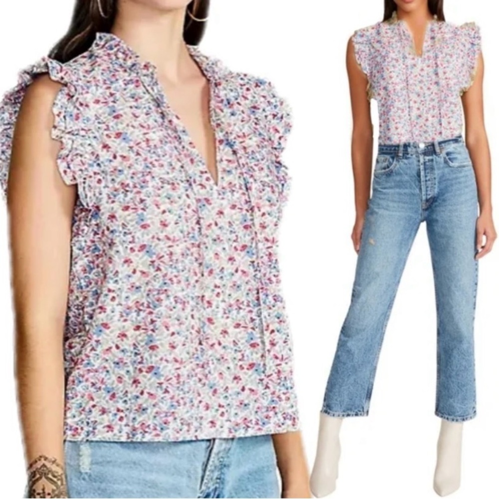 BB Dakota Floral Ruffle Sleeve Blouse